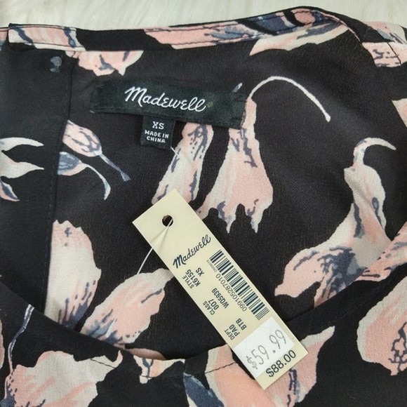 Madewell Silk Button-Back Tie Tee - NWT - Picture 4 of 6